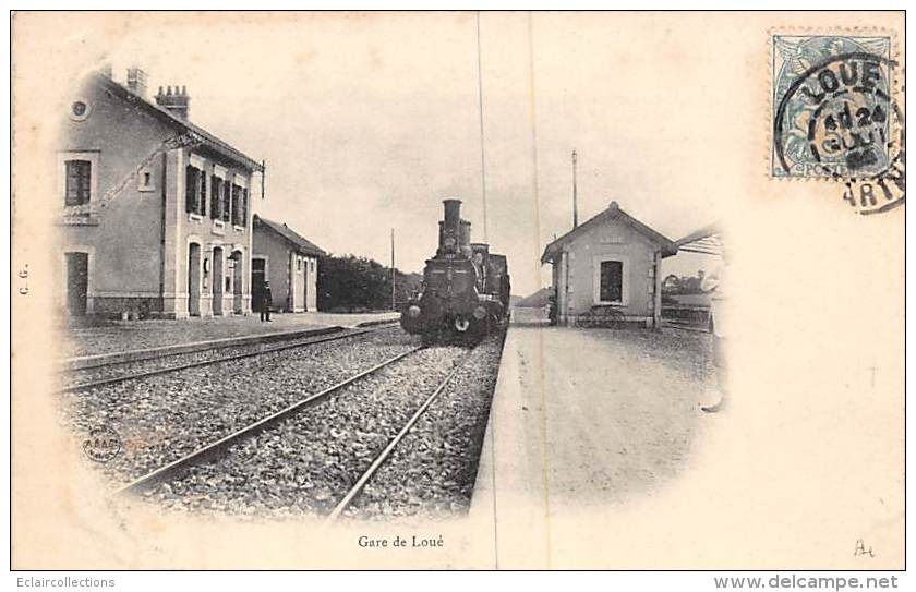 Loué       72           La Gare. Train       (voir Scan) - Loue