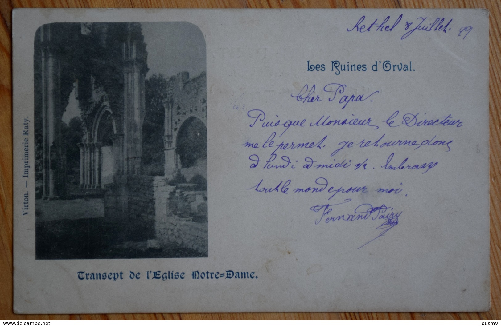 Florenville - Ruines D'Orval - Transept De L'Eglise Notre-Dame - Précurseur 1899 - Ecrite De Rethel (Ardennes) -(n°9151) - Florenville