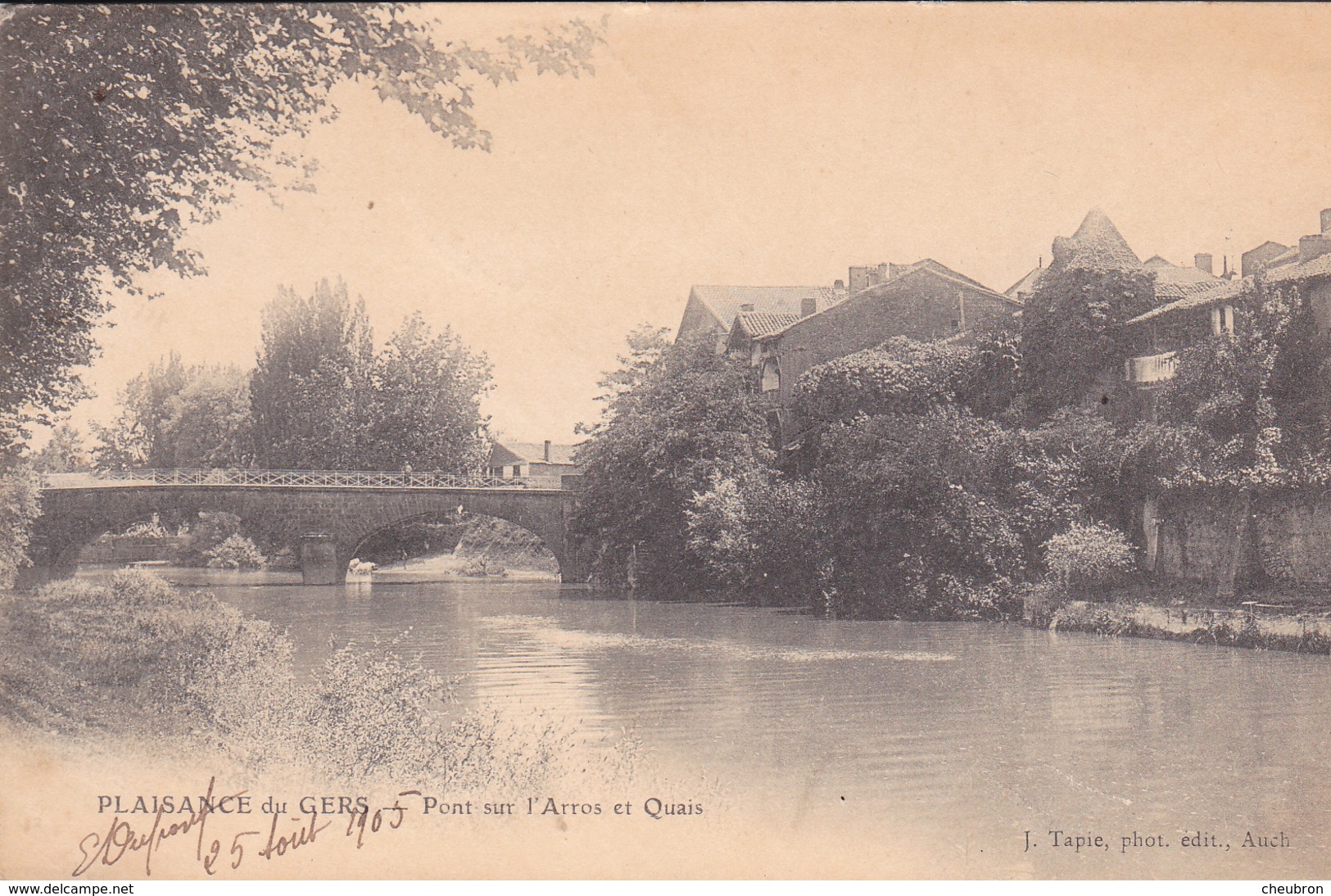 32. PLAISANCE DU GERS. CPA . PONT SUR L'ARROS ET QUAIS. ANNÉE 1905 - Autres & Non Classés