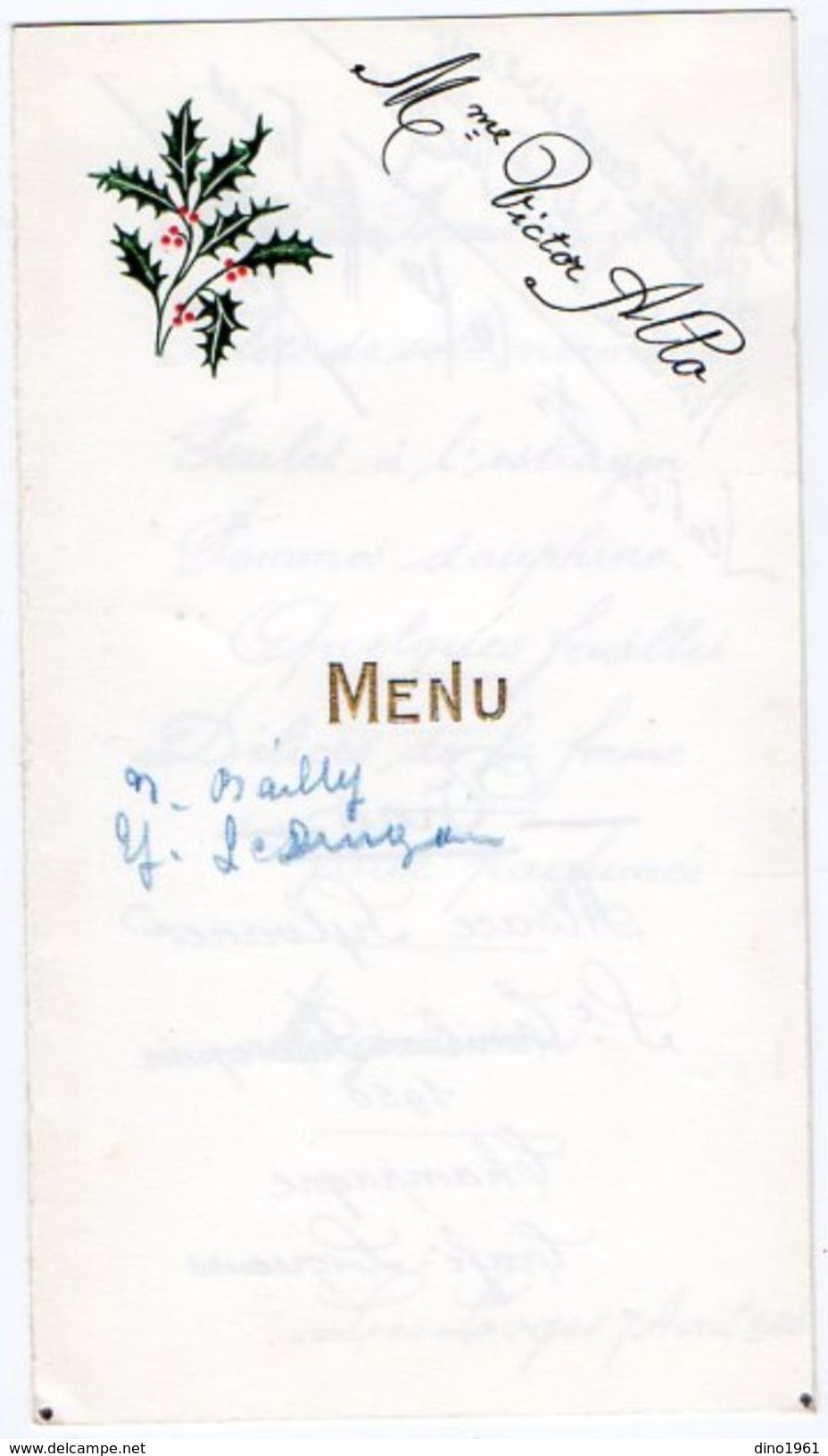 VP11.156 - LES LOGES - Ancien Menu De 1956 - Famille LE DUIGOU X ALLO - Menu