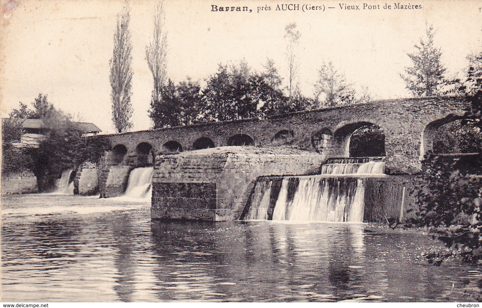 32. BARRAN. CPA . VIEUX PONT DE MAZERES.  TEXTE - Autres & Non Classés