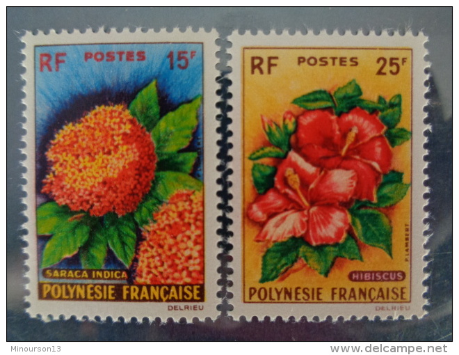 POLYNESIE 1962 Y&amp;T N° 15 &amp; 16 ** - FLEURS DIVERS - Neufs