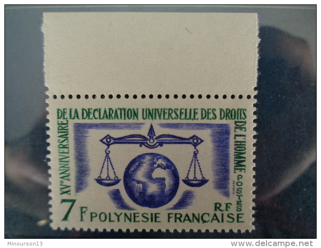 POLYNESIE 1963 Y&amp;T N° 25 ** - 15e ANNIV. DE LA DECLARATION UNIVSERSELLE DES DROITS DE L'HOMME - Neufs