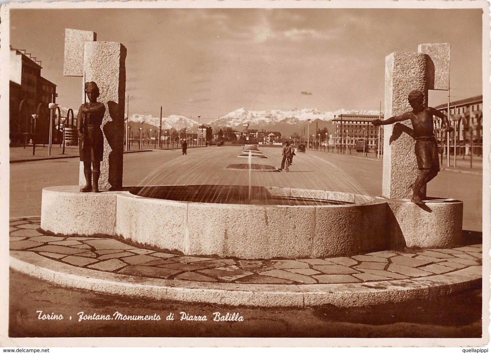 06784 "(TO) FONTANA MONUMENTO DI PIAZZA BALILLA ORA PIAZZA GALIMBERTI" ANIMATA. CART  SPED 1938 - Places & Squares