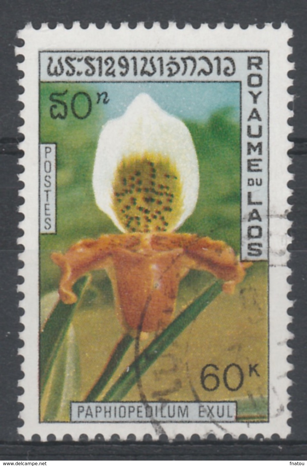 Laos, Orchid, Paphiopedilum Exul, 1972, VFU - Laos