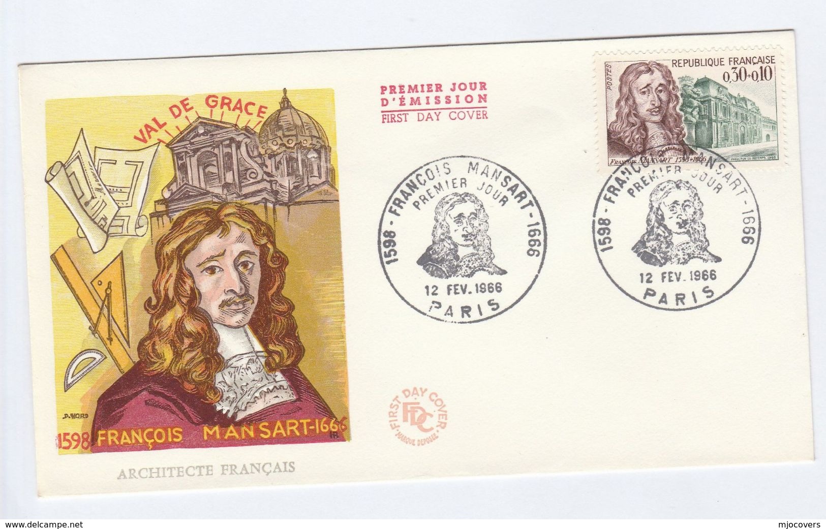 1966 FRANCE FDC  Francois MANSART Architecture Stamps Cover - Other & Unclassified