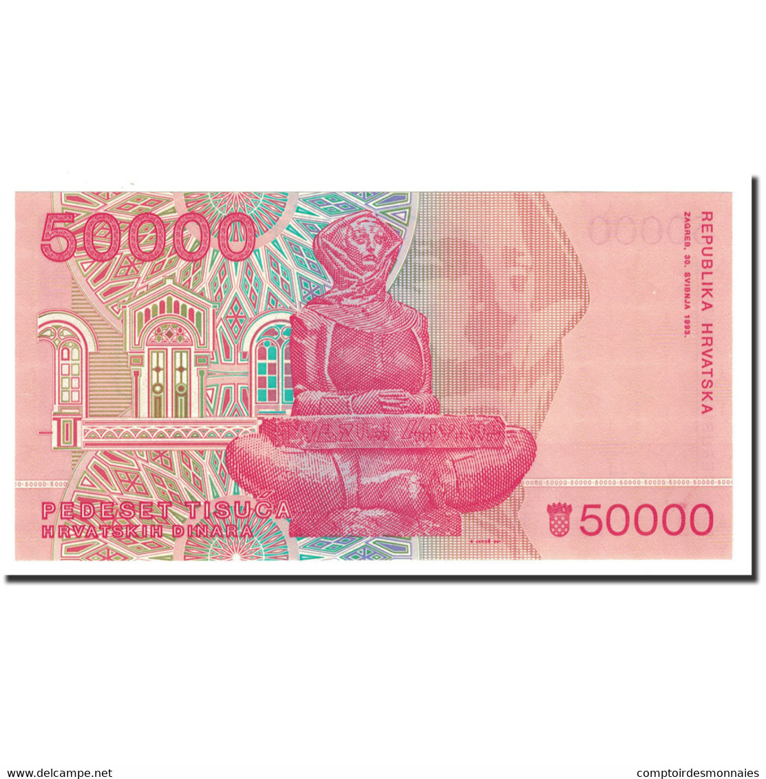 Billet, Croatie, 50,000 Dinara, 1993, 1993-05-30, KM:26a, NEUF - Croatie