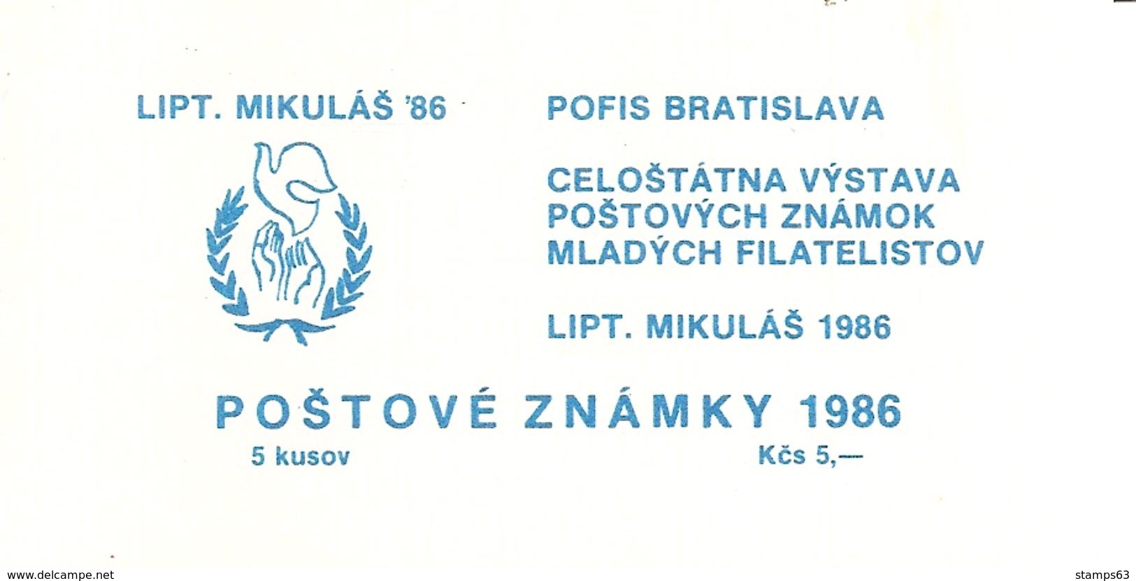 CSSR - CZECHOSLOVAKIA, 1986, Booklet C80, Mikulas 86 - 5 X 1 Kcs Dove - Sonstige & Ohne Zuordnung