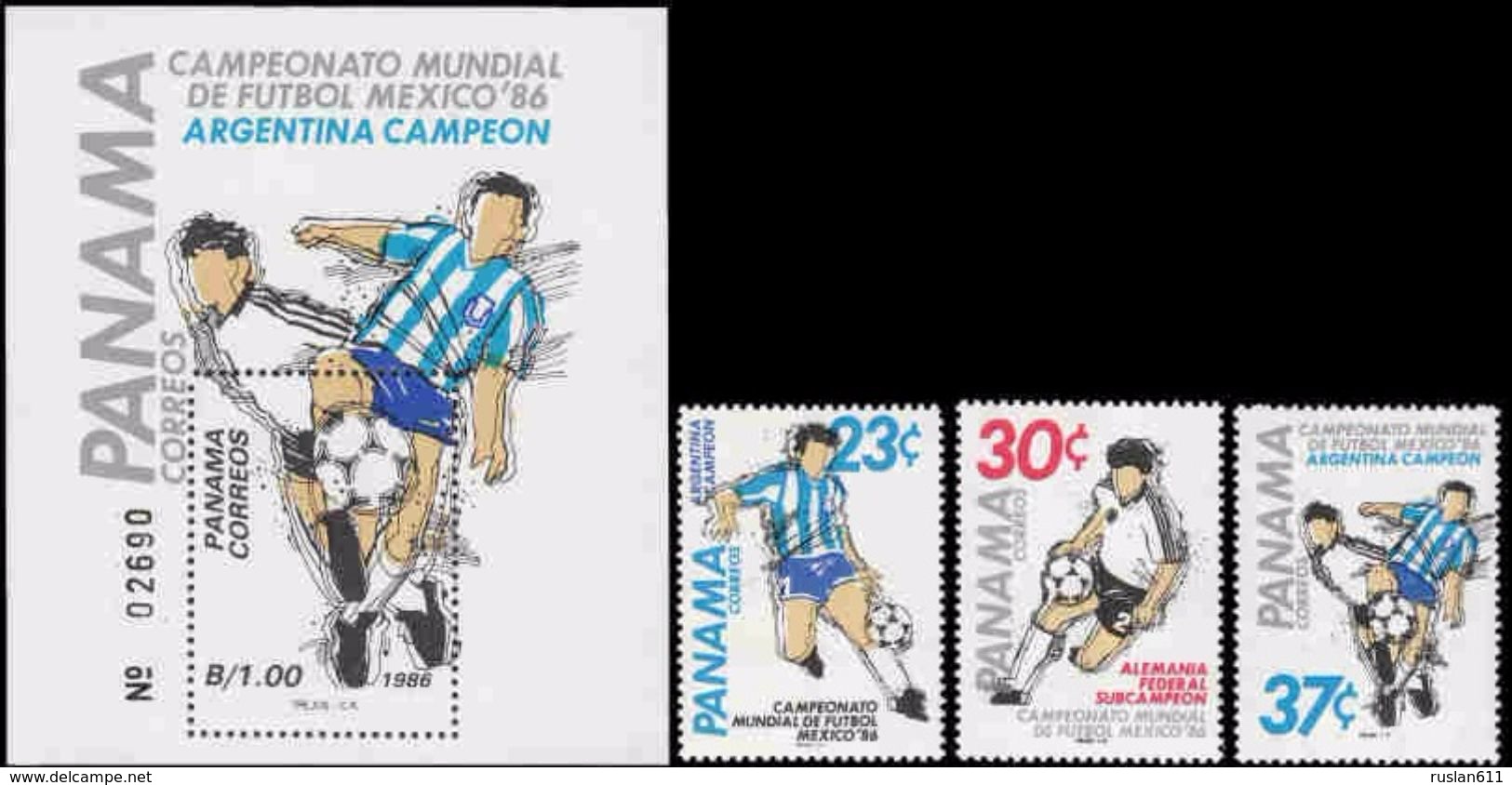 Soccer Football  Panama #1626/8 + Bl 124 1986 World Cup Mexico MNH ** - 1986 – Mexique