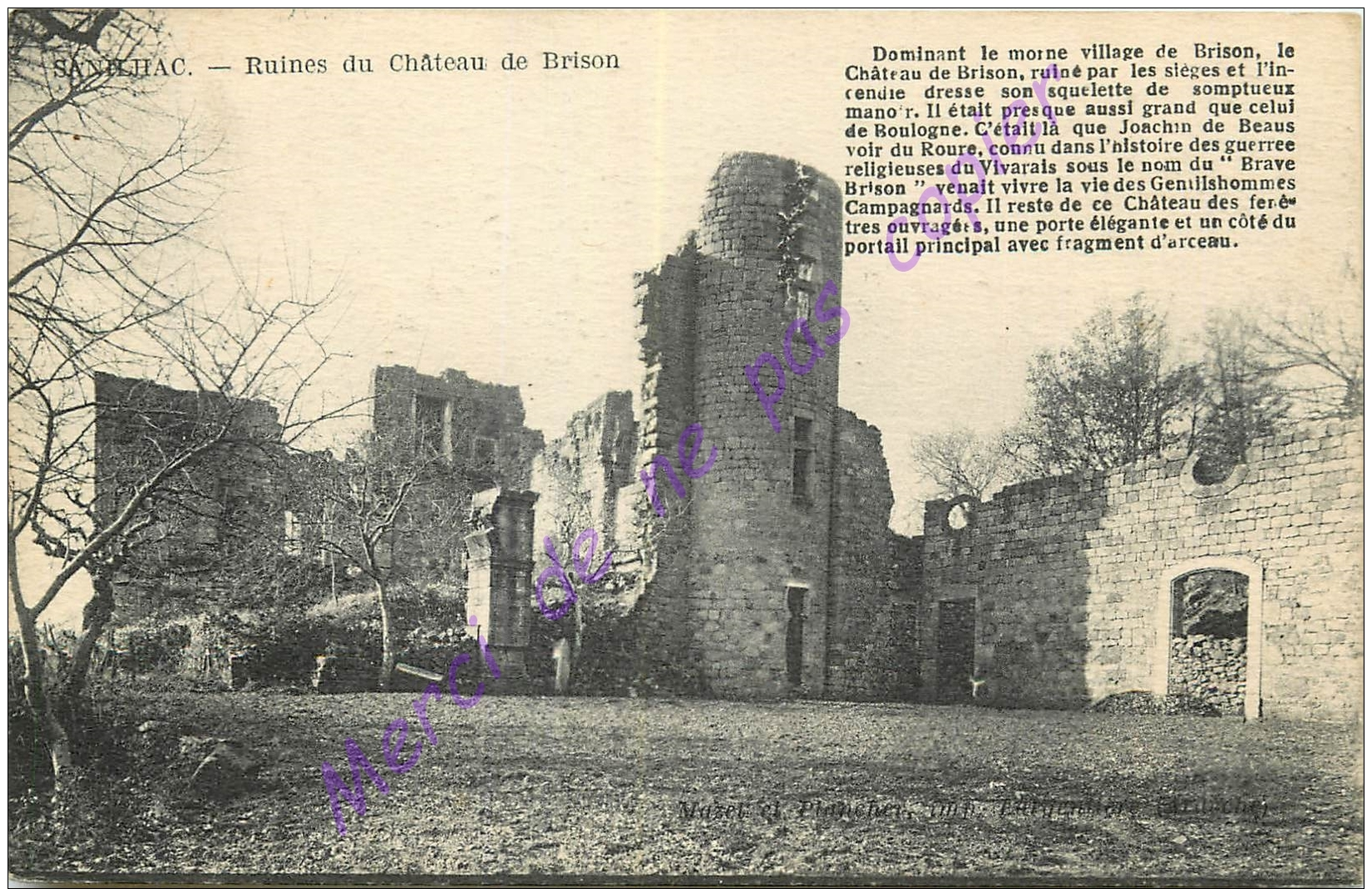 07. SANILHAC . Ruines Du Chateau De Brison . - Autres & Non Classés