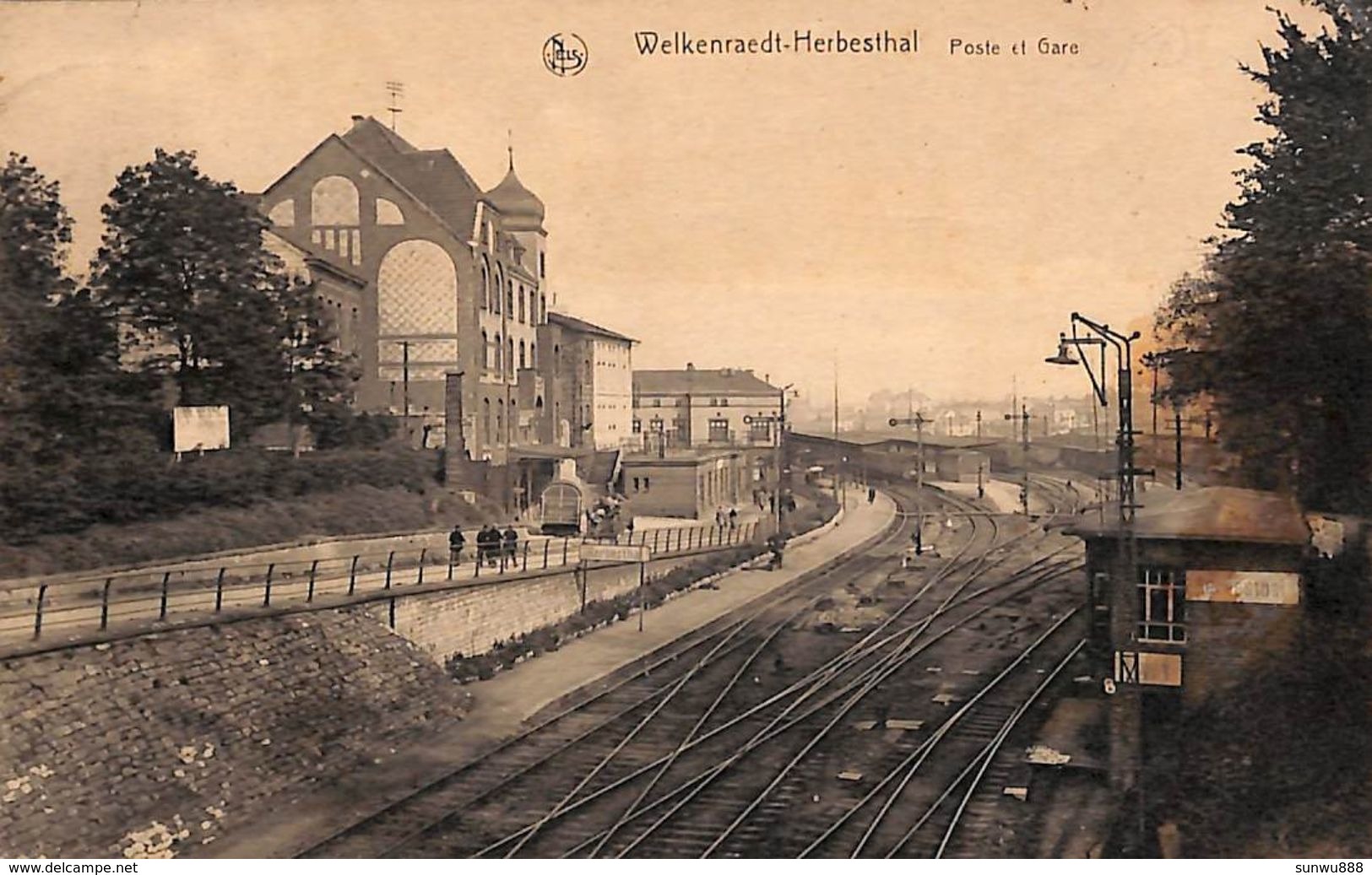 Welkenraedt Herbesthal - Poste Et Gare (animée, 1924) - Welkenraedt