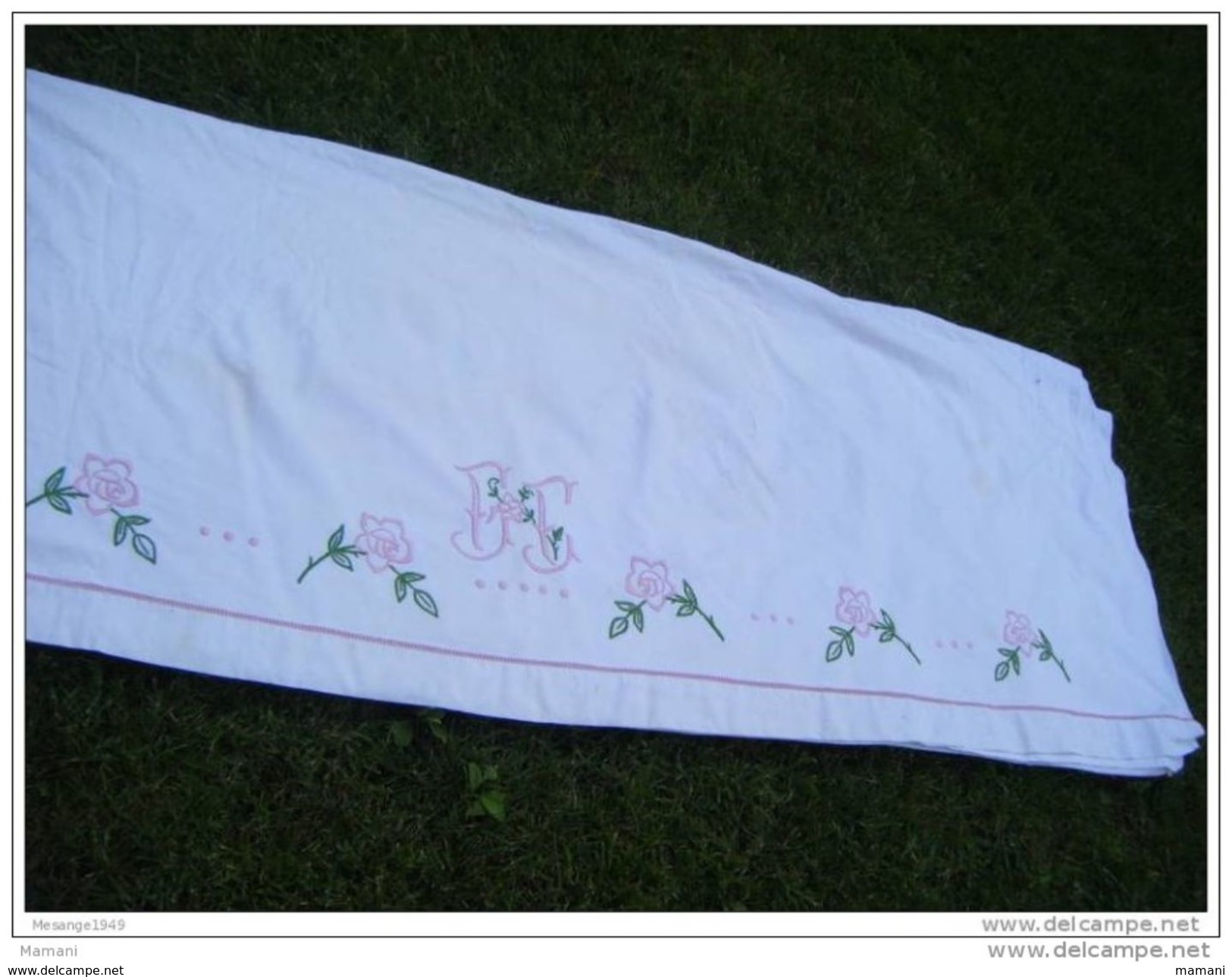 Drap Ancien  Monogramme-- F F184x240 -----avec 2 Petites Restaurations - - Draps/Couvre-lits