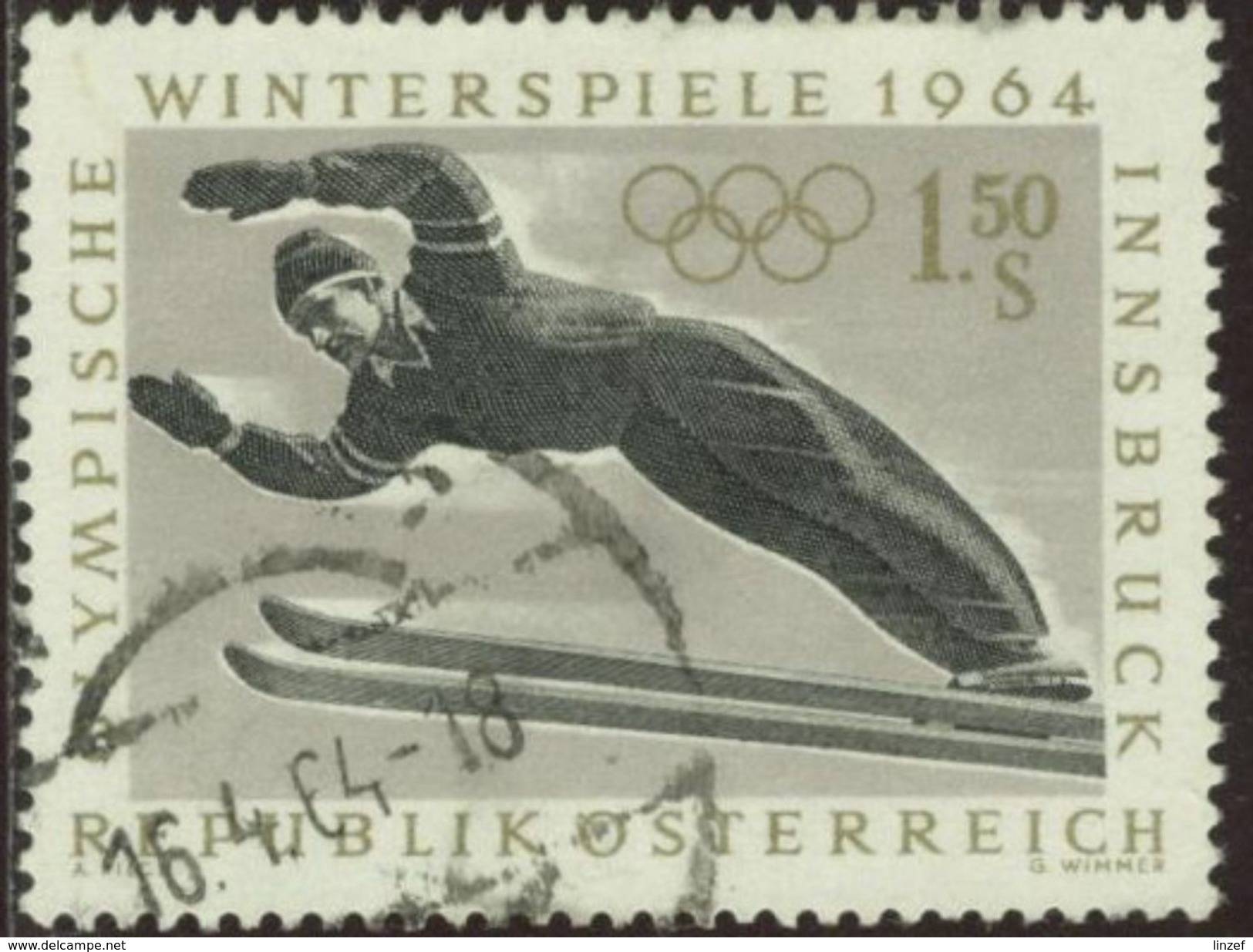 Autriche 1963 Yv. N°976 - JO D'Innsbruck - 1s50 Saut à Skis - Oblitéré - Otros & Sin Clasificación