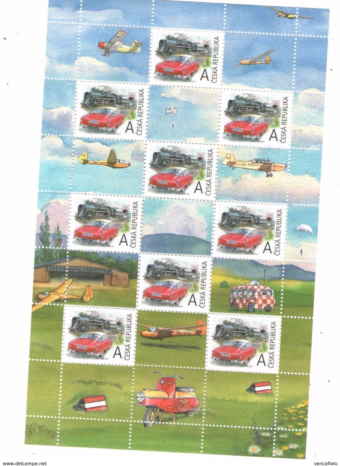 Year 2017 - Cars, Trains, Aircraft - Block With 9 Staps, MNH - Blokken & Velletjes