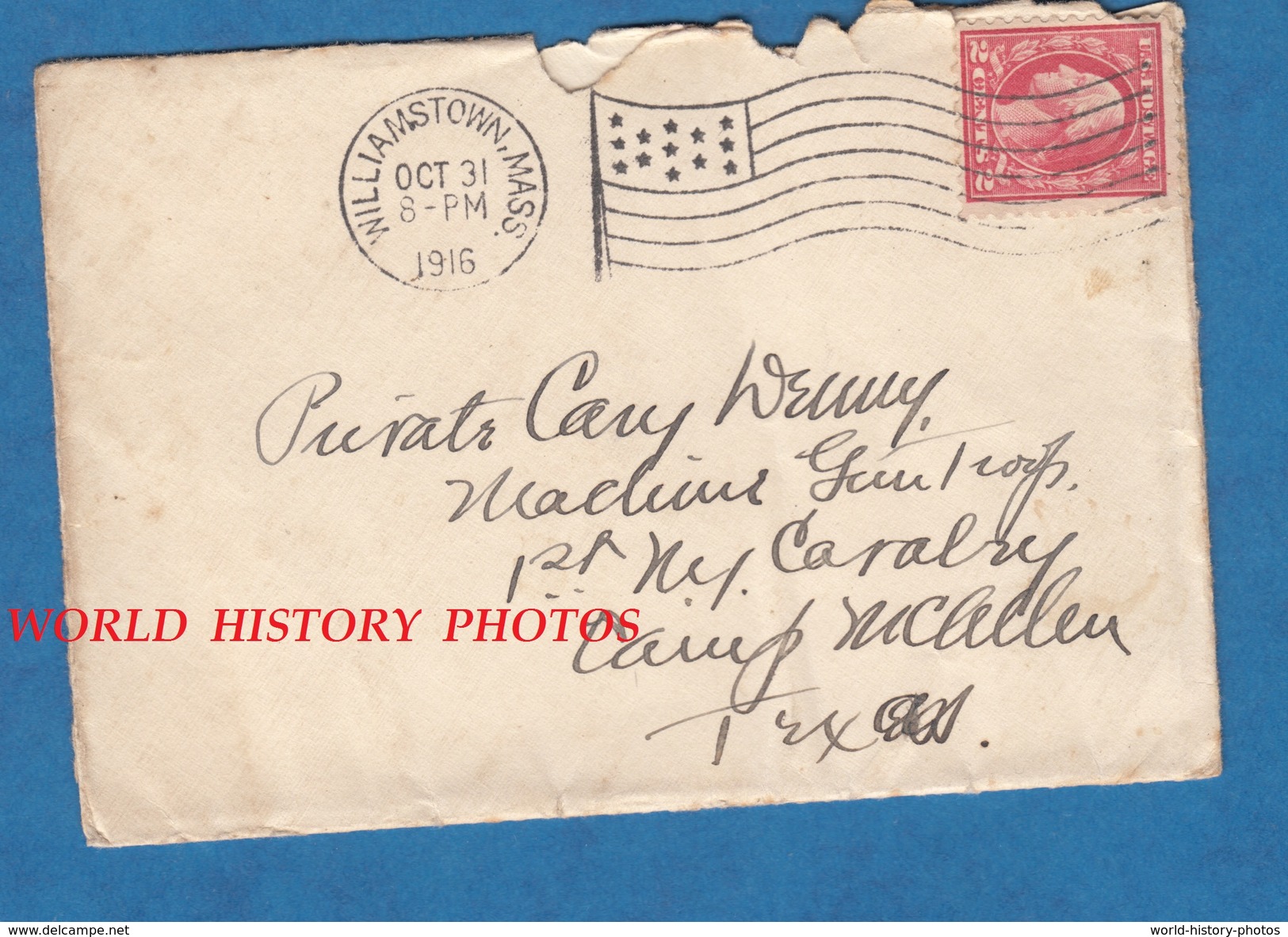 Enveloppe Ancienne Avec Timbre & Flamme - Cachet De WILLIAMSTOWN , Massachusetts - 1916 - Stamp US Post 2 Cents Postage - Gebraucht