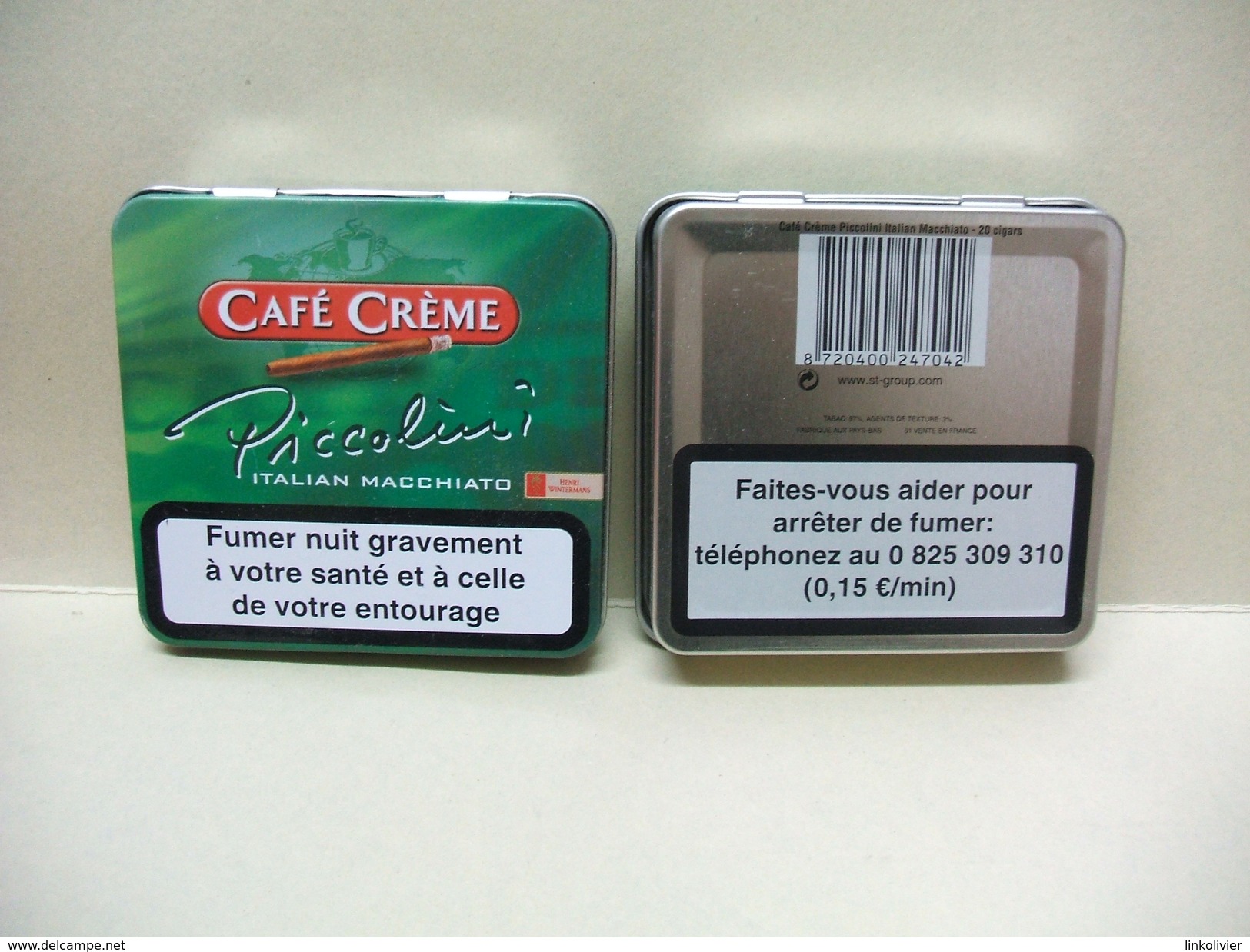 BOITE Métal Vide CAFE CREME Italian Macchiato (20 Cigares) - Contenitore Di Sigari