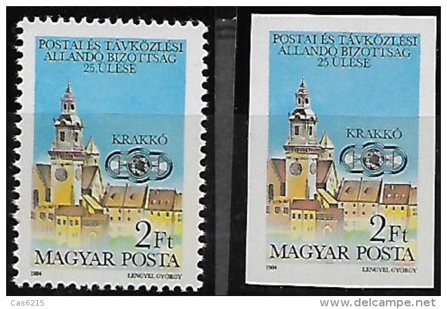 Hungary Hongrie 1984 25 Session Comission Ministres Postes Telecommunications Cracovie, 1 Val + 1 Val Non Dentelé Mnh - Nuevos