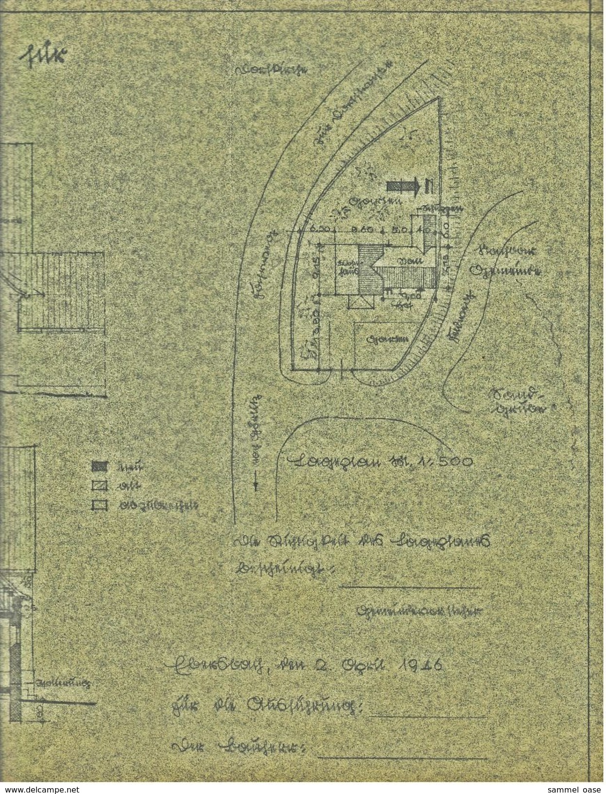 1946  -  Bauplan Von Einem Haus Im Kreis Görlitz  -  Ca. 48 X 31 Cm Größe - Architektur