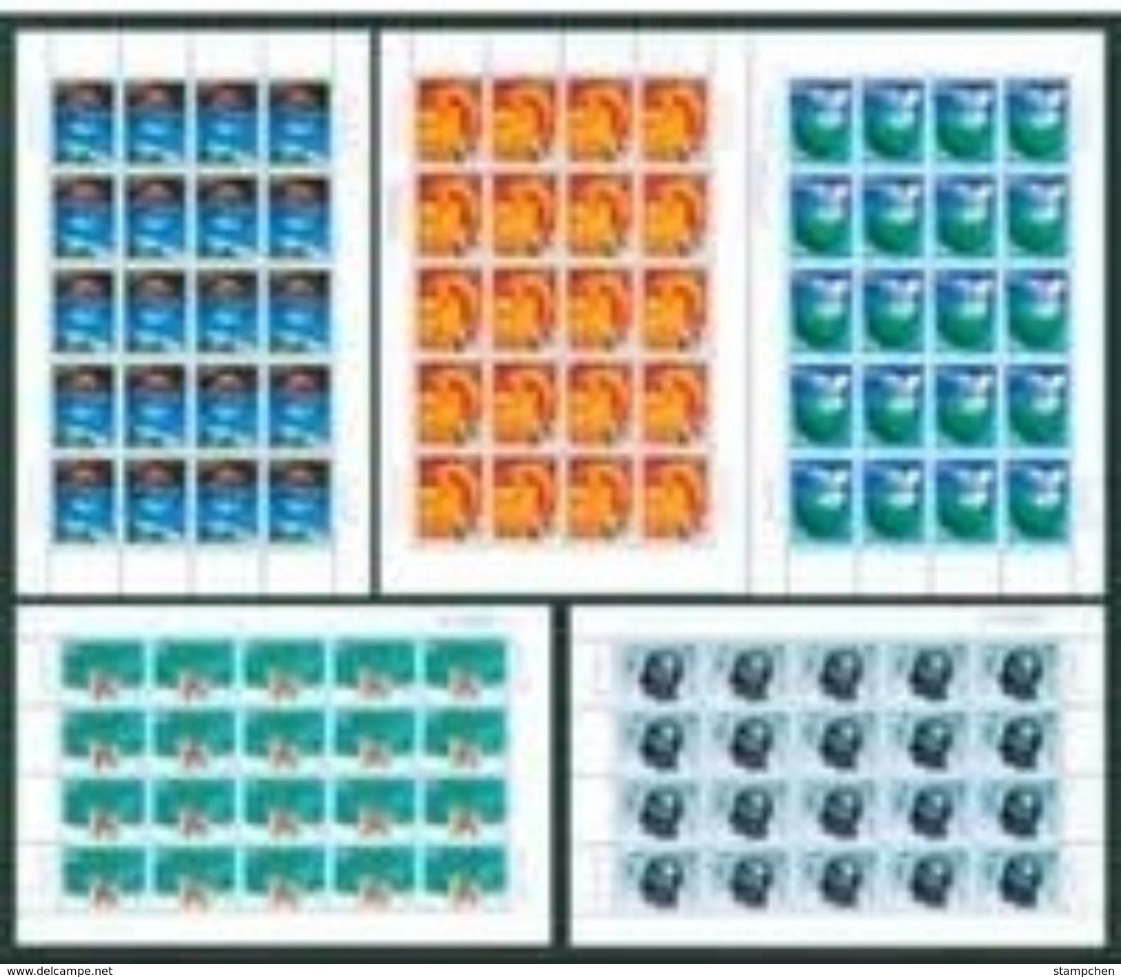 China 2001-1 New Millennium 21st Century Stamps Sheets High-tec Dove Bird Globe Hand Head Map Lake - Blocks & Sheetlets