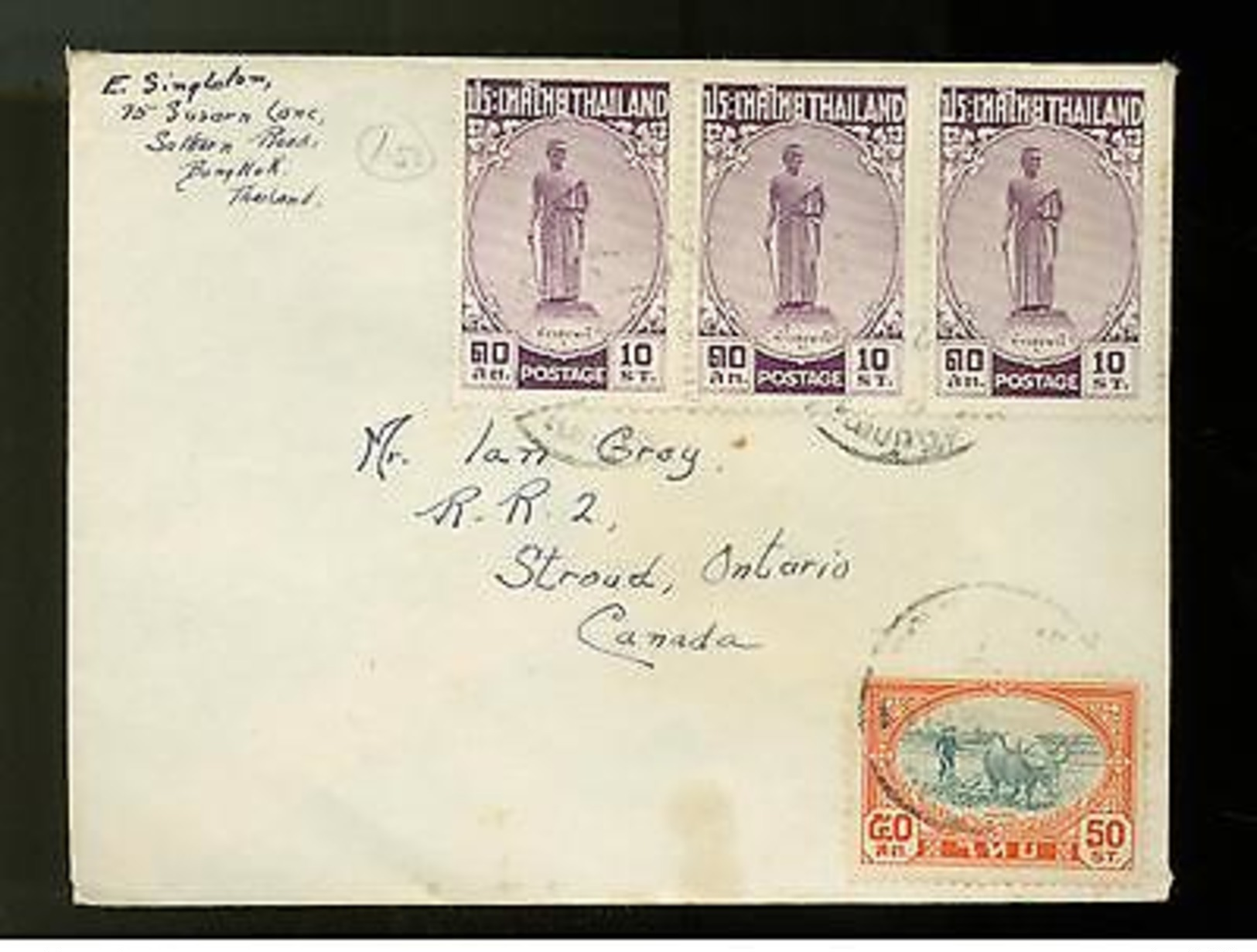 1940s Bangkok Thailand Cover To Canada - Thaïlande