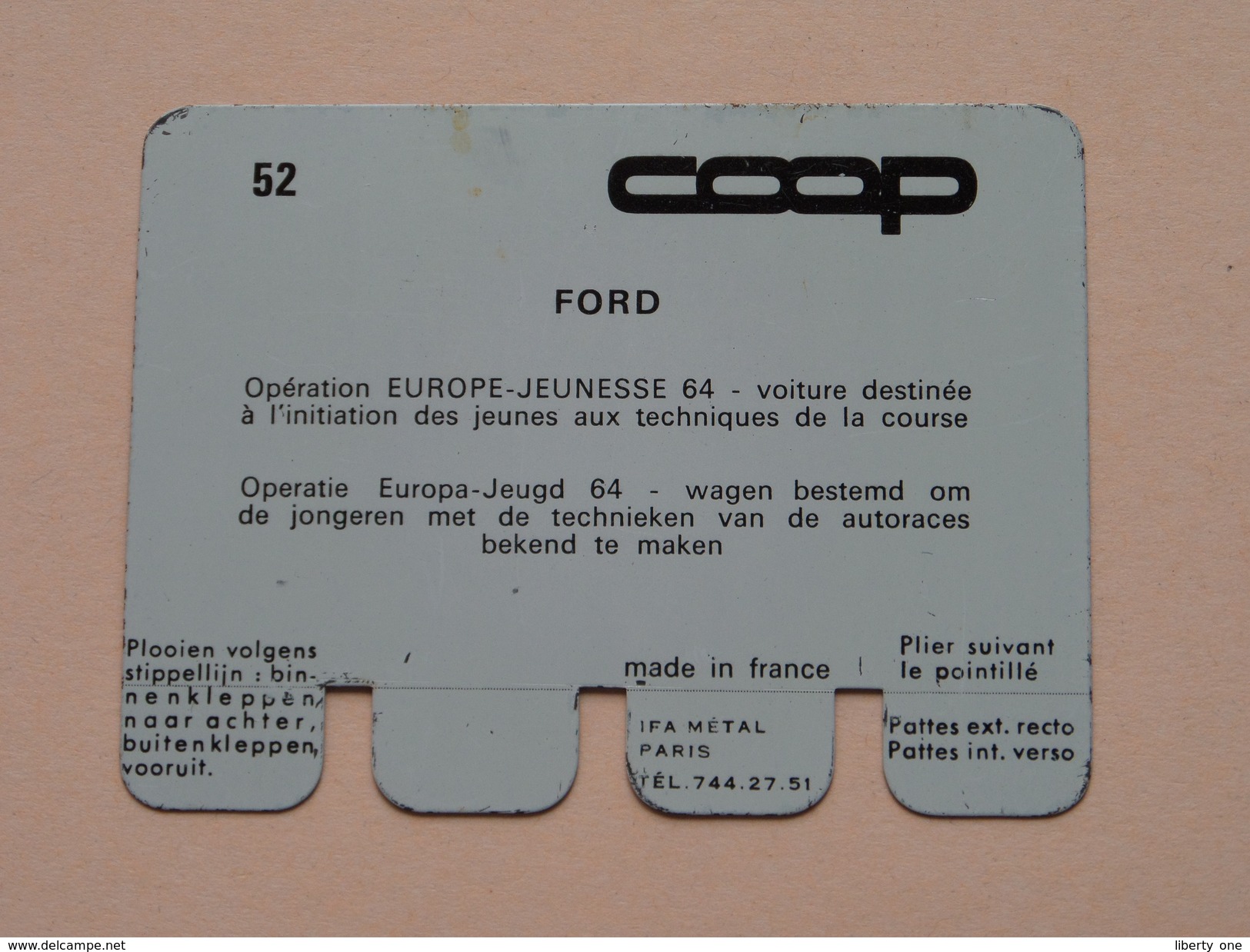 FORD - Coll. N° 52 NL/FR ( Plaquette C O O P - Voir Photo - IFA Metal Paris ) ! - Tin Signs (vanaf 1961)