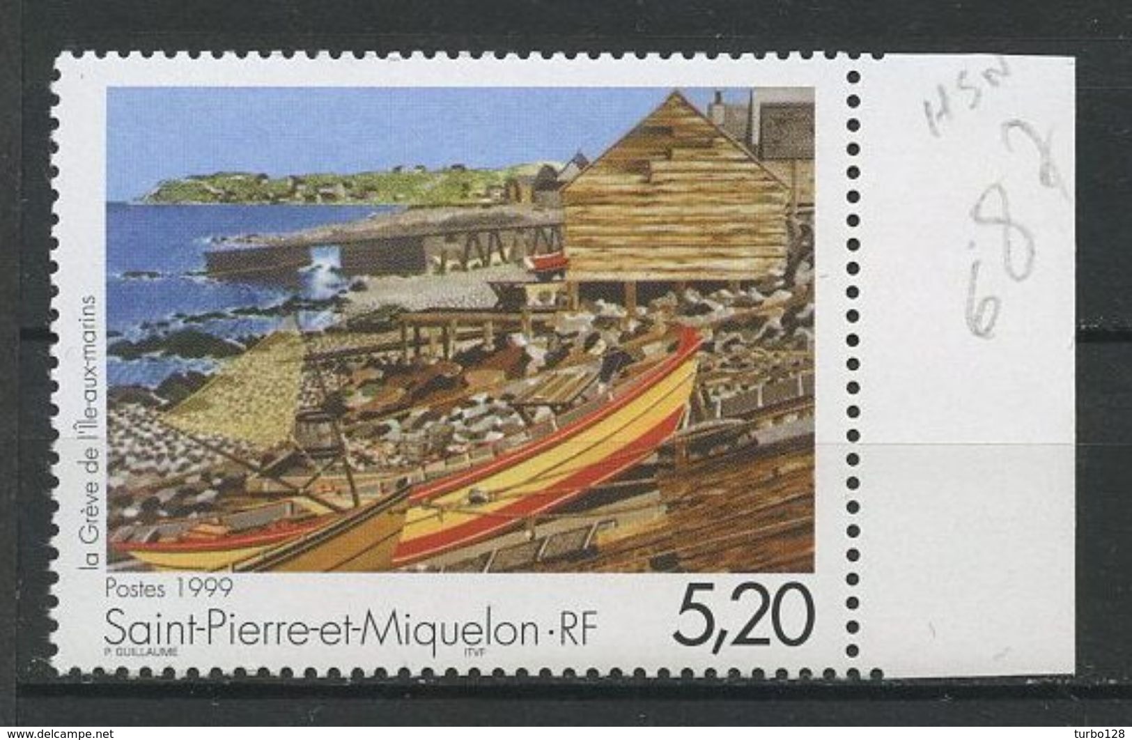 SPM MIQUELON 1999 N° 687 ** Neuf MNH Superbe Cote 2,70 &euro; Arts La Grève De L'île Aux Marins Peinture Painting Bateau - Neufs