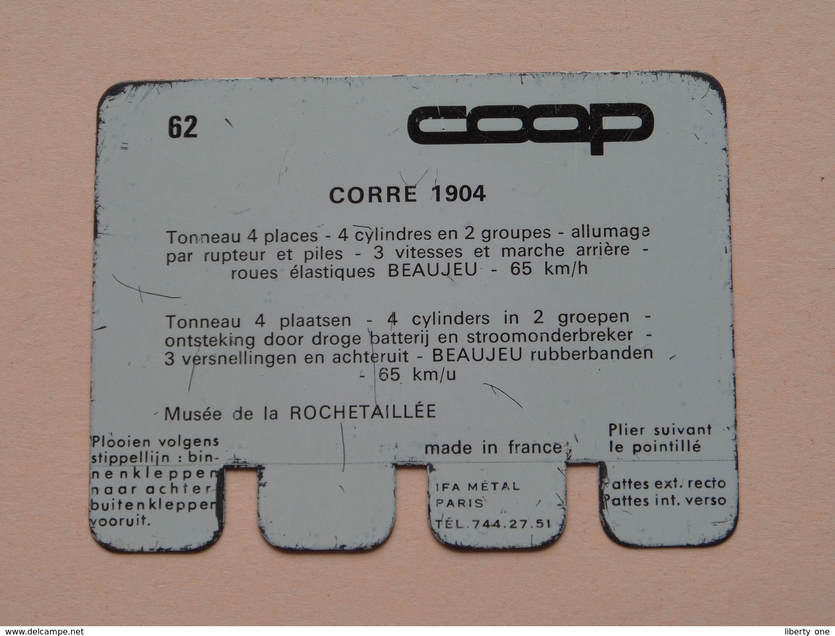 CORRE 1904 - Coll. N° 62 NL/FR ( Plaquette C O O P - Voir Photo - IFA Metal Paris ) ! - Plaques En Tôle (après 1960)