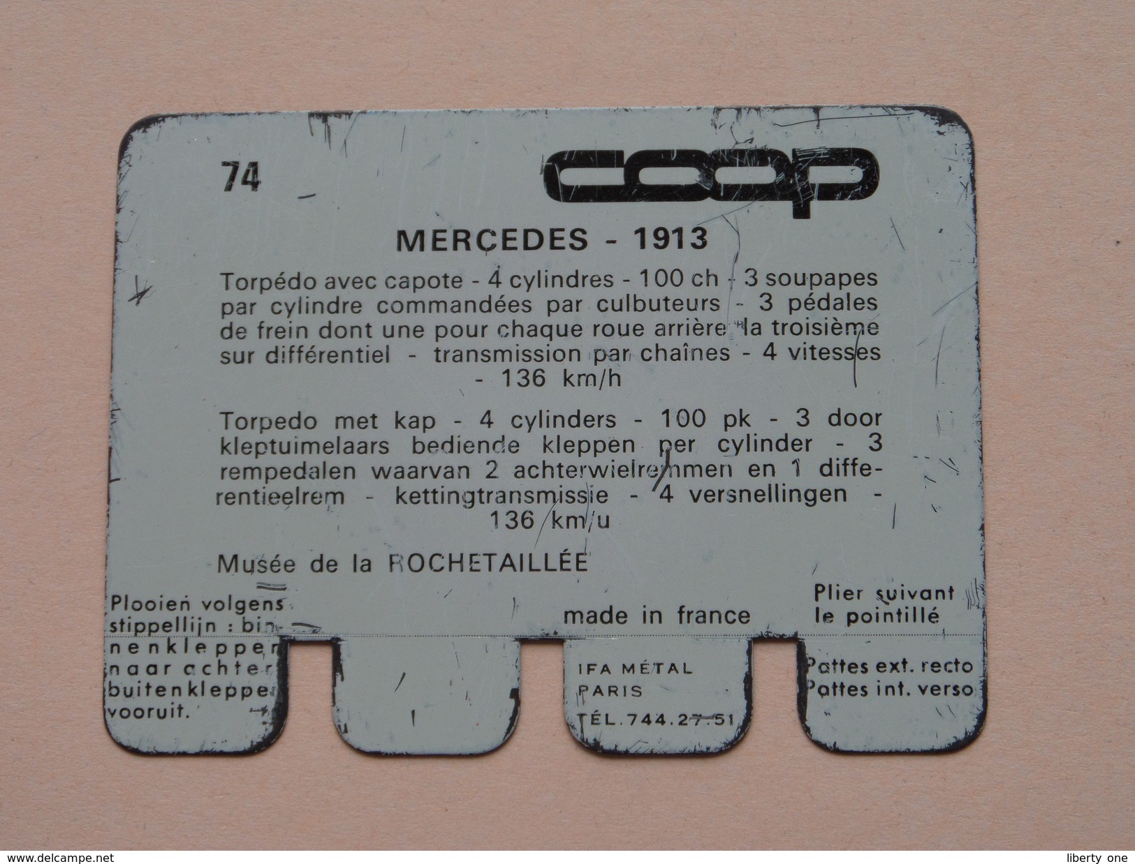 MERCEDES 1913 - Coll. N° 74 NL/FR ( Plaquette C O O P - Voir Photo - IFA Metal Paris ) ! - Targhe In Lamiera (a Partire Dal 1961)
