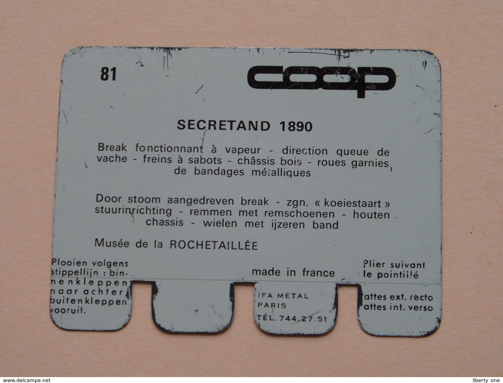 SECRETAND 1890 - Coll. N° 81 NL/FR ( Plaquette C O O P - Voir Photo - IFA Metal Paris ) ! - Plaques En Tôle (après 1960)