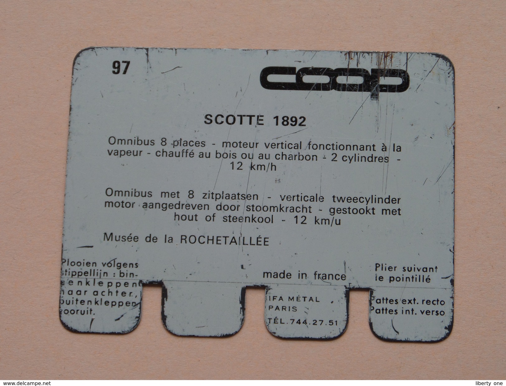 SCOTTE 1892 - Coll. N° 97 NL/FR ( Plaquette C O O P - Voir Photo - IFA Metal Paris ) ! - Plaques En Tôle (après 1960)