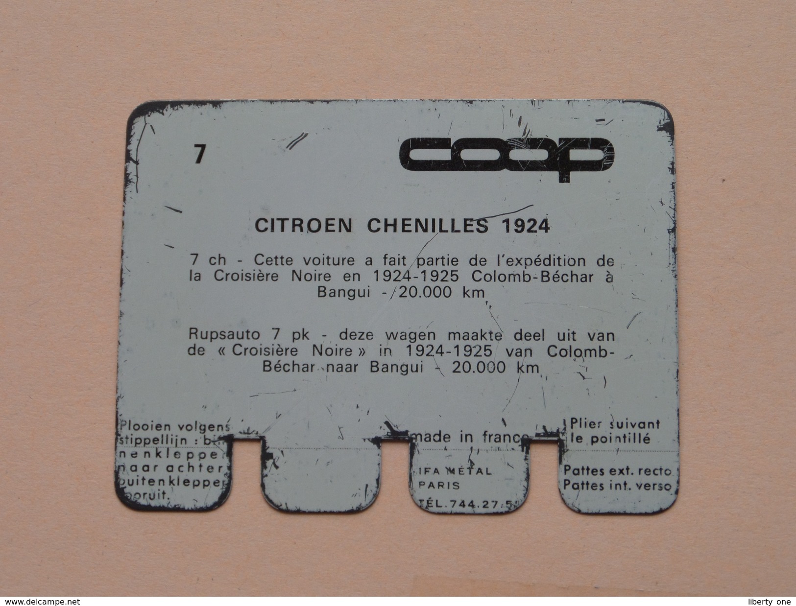 CITROEN CHENILLES 1924 - Coll. N° 7 NL/FR ( Plaquette C O O P - Voir Photo - IFA Metal Paris ) ! - Plaques En Tôle (après 1960)