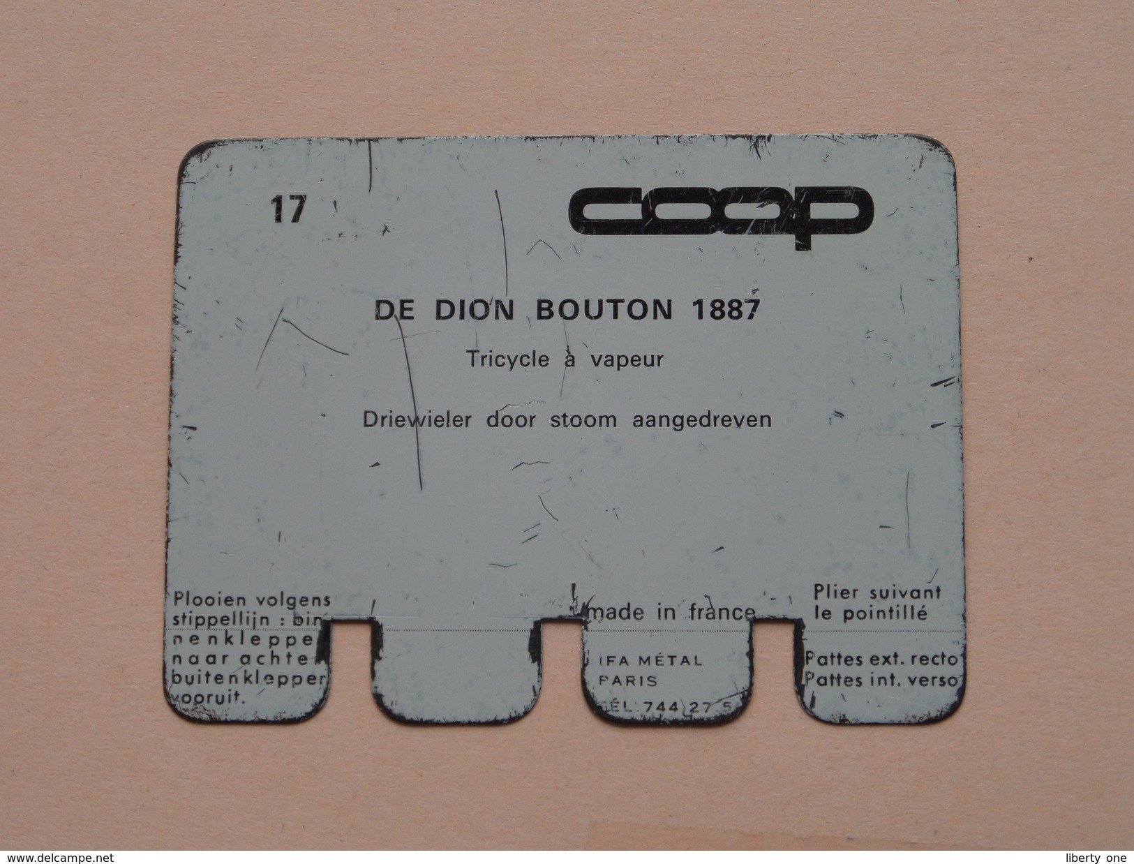 DE DION BOUTON 1887 - Coll. N° 17 NL/FR ( Plaquette C O O P - Voir Photo - IFA Metal Paris ) ! - Plaques En Tôle (après 1960)