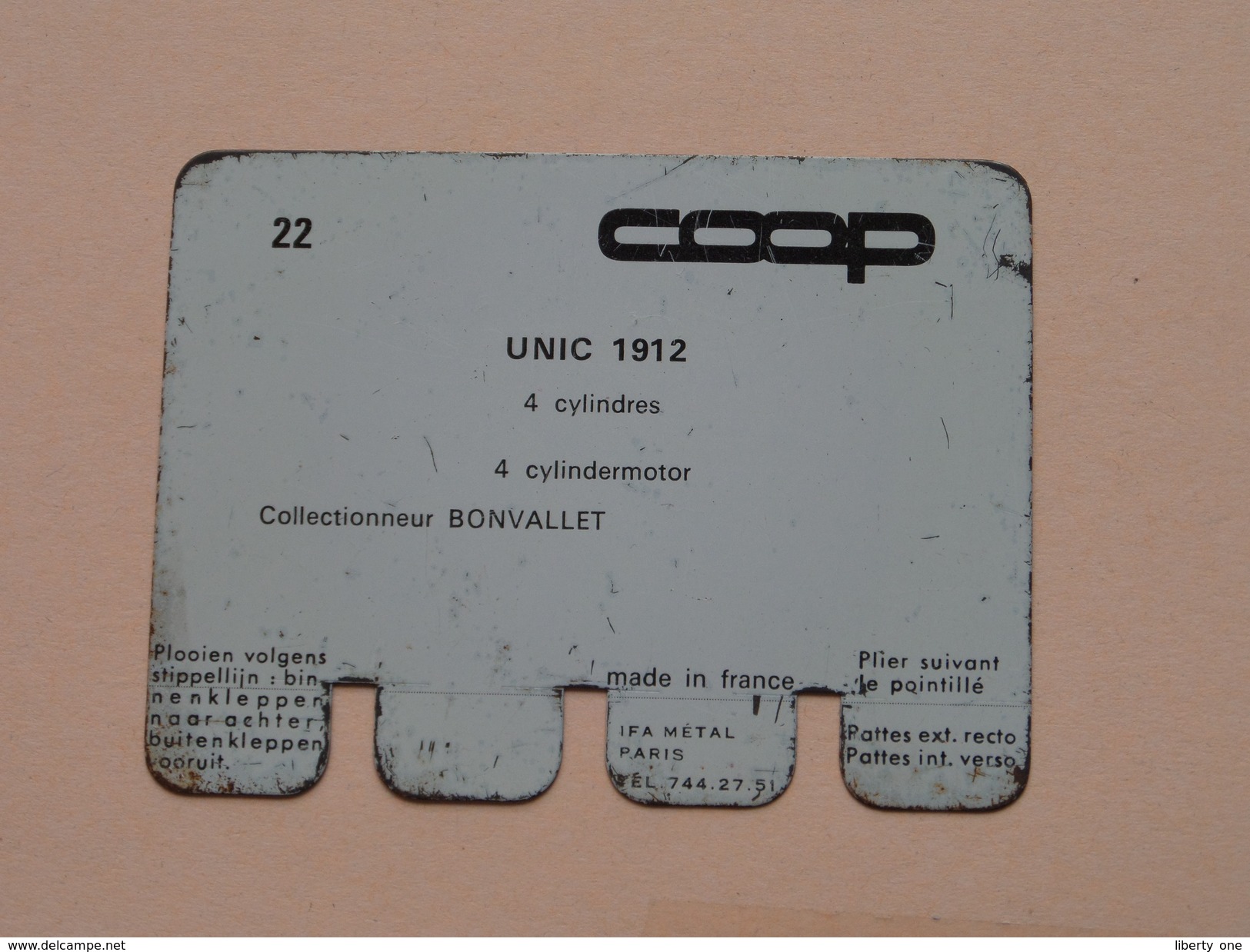 UNIC 1912 - Coll. N° 22 NL/FR ( Plaquette C O O P - Voir Photo - IFA Metal Paris ) ! - Plaques En Tôle (après 1960)
