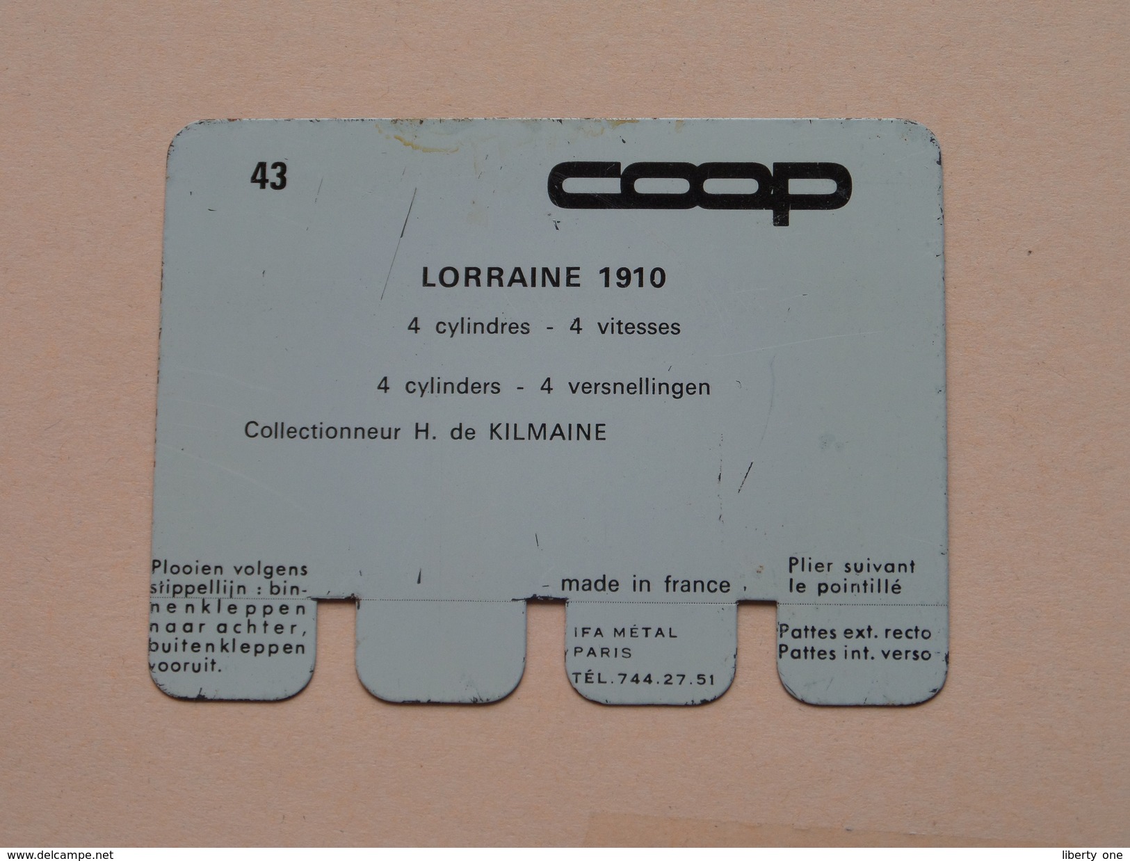 LORRAINE 1910 - Coll. N° 43 NL/FR ( Plaquette C O O P - Voir Photo - IFA Metal Paris ) ! - Plaques En Tôle (après 1960)