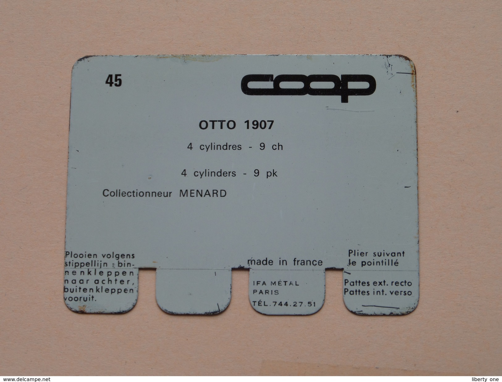 OTTO 1907 - Coll. N° 45 NL/FR ( Plaquette C O O P - Voir Photo - IFA Metal Paris ) ! - Blechschilder (ab 1960)