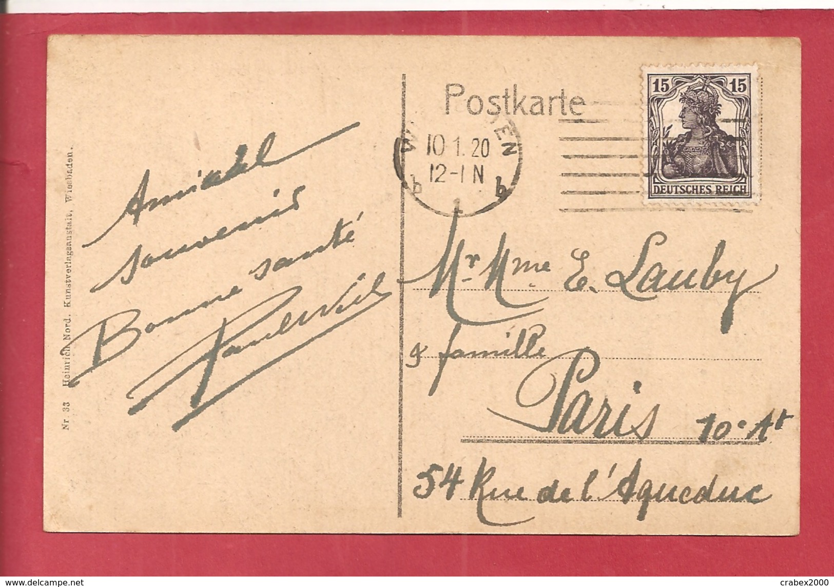 Y&T N° 101 WIESBADEN  Vers  FRANCE  1906  2 SCANS - Briefe U. Dokumente