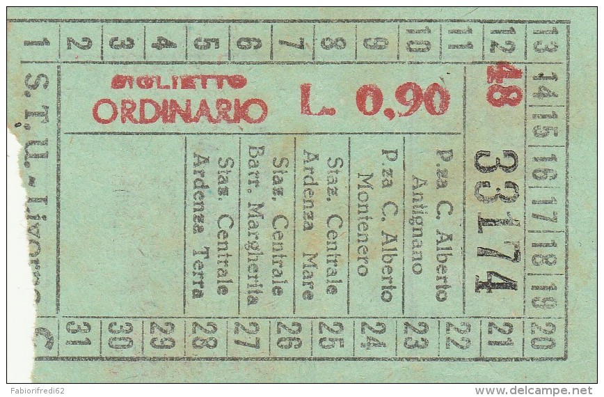 BIGLIETTO STU LIVORNO L 0,90 (UB151 - Europa