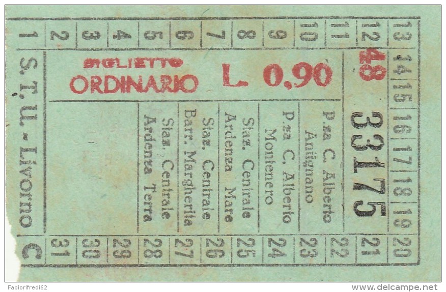 BIGLIETTO STU LIVORNO L 0,90 (UB153 - Europa