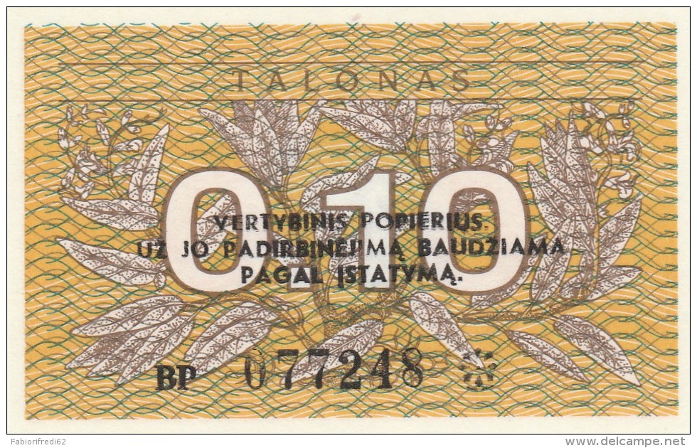 LITUANIA 0,10 TALONAS -UNC - Lituania