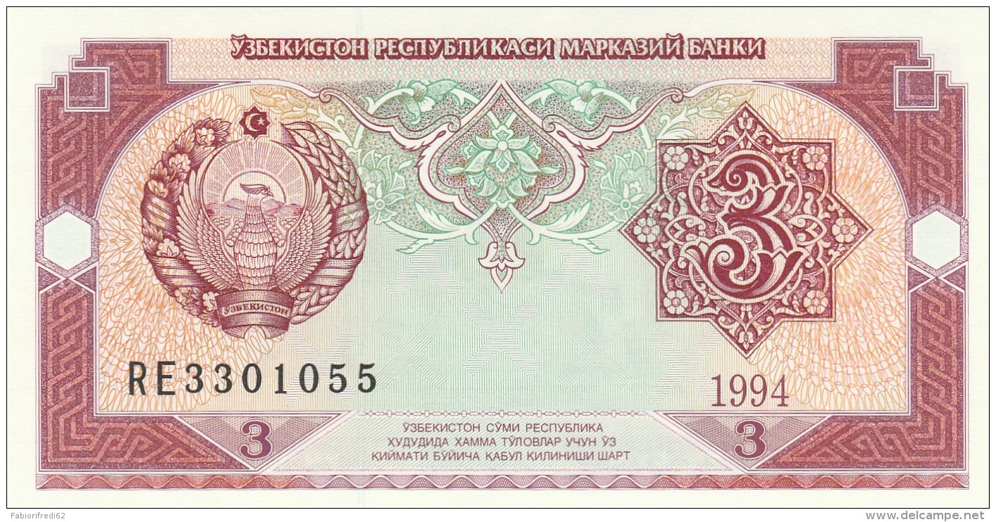 UZBEKISTAN 3 SOM (2) -UNC - Uzbekistan