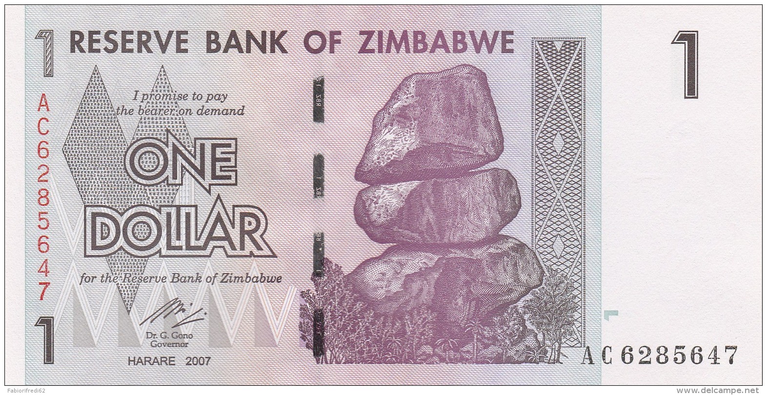 ZIMBAWE 1 DOLLARS -UNC - Simbabwe