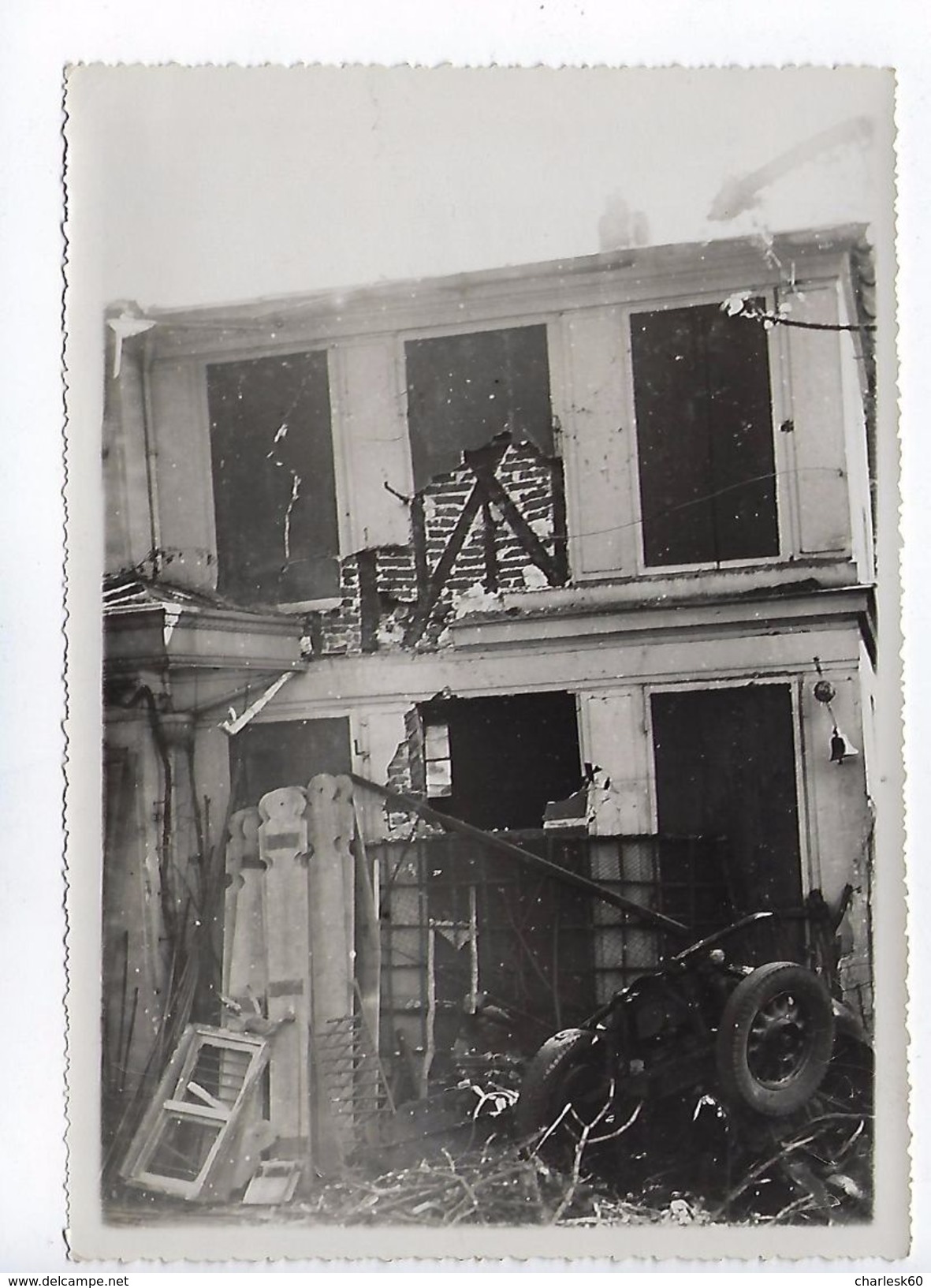 Photographie Photo Papier Leonar Rouen Bombardement 1941 Rue De La Rochefoucauld Entrée Près Église St-Romain - War, Military