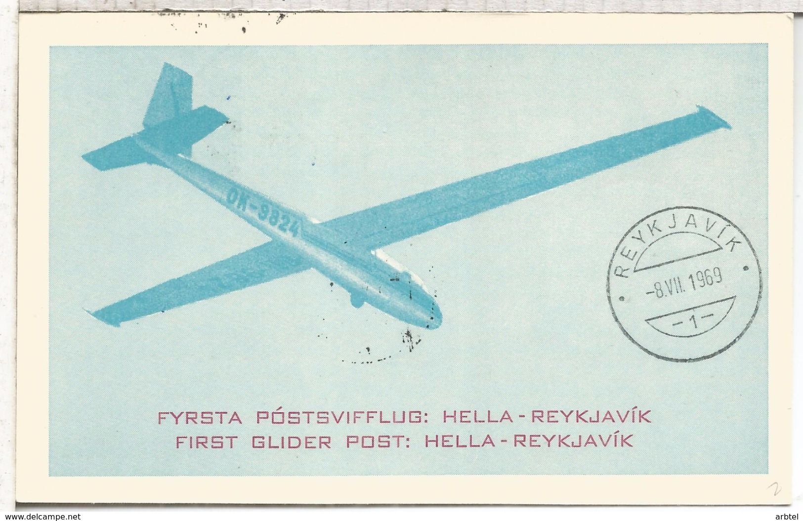 ISLANDIA 1960 PRIMER VUELO HELLA REYKJAVIK - Poste Aérienne