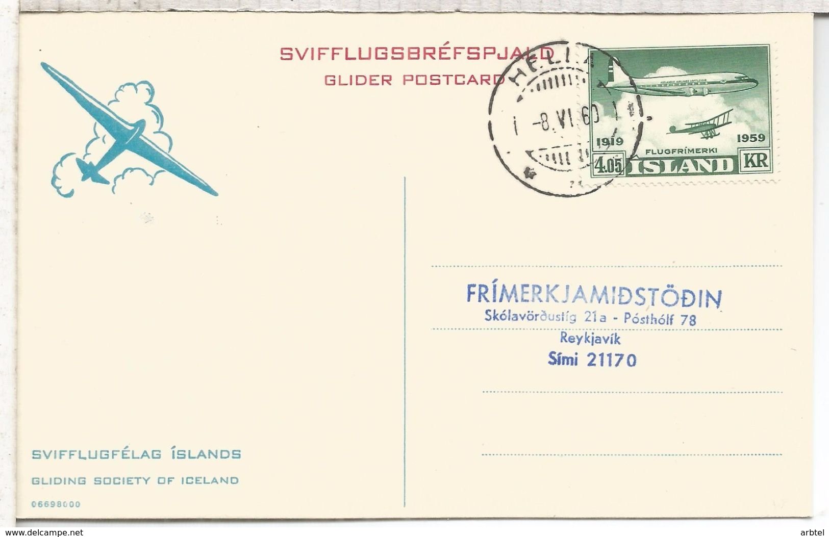 ISLANDIA 1960 PRIMER VUELO HELLA REYKJAVIK - Poste Aérienne