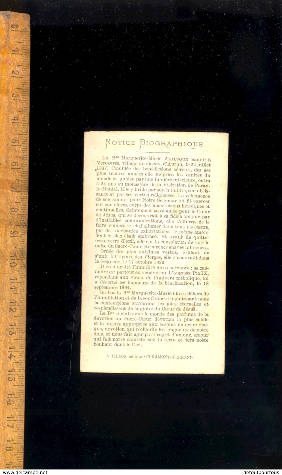 Photographie CDV Photo Religieuse Image Pieuse : Marguerite MARIE ALACOQUE / Ed TILLON Clermont Ferrand - Personnes Anonymes