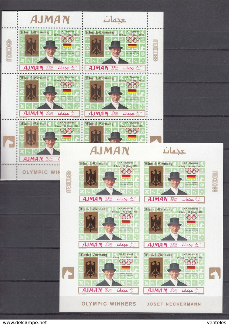 Ajman 10.08.1969 Mi # 463-65 AB + 3 Einzelblocks AB + Klbg 463-65 AB 1972 Munich Summer Olympics (I) MNH OG - Verano 1972: Munich