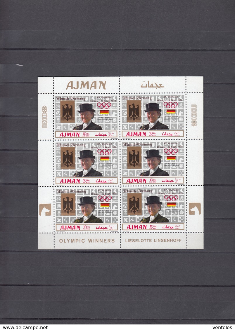 Ajman 10.08.1969 Mi # 463-65 AB + 3 Einzelblocks AB + klbg 463-65 AB 1972 Munich Summer Olympics (I) MNH OG