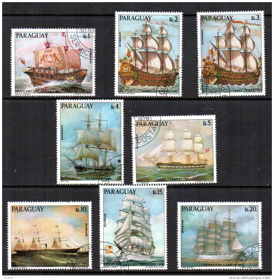 Paraguay - 1976 - Ship Paintings - Used/CTO - Paraguay