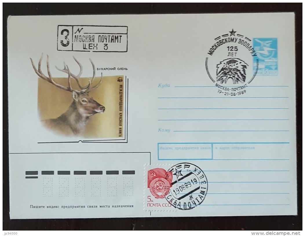 URSS, RUSSIE,  WWF, CERF, Entier Postal Emis En 1988 Avec Obliteration Felin - Covers & Documents