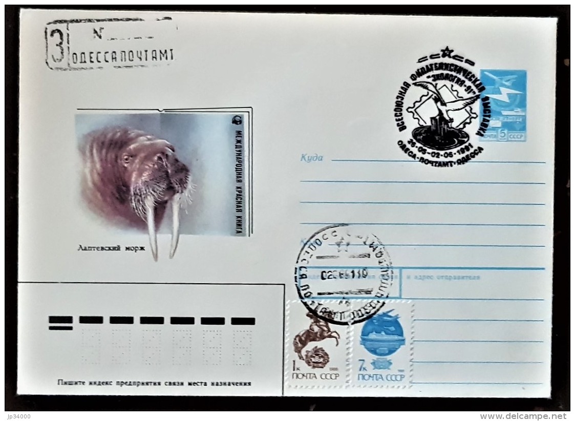 URSS, RUSSIE,  WWF, Morse, Entier Postal Avec Obliteration Thematique 1991 - Briefe U. Dokumente